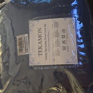 TEKAMON All Season King 3 pc Duvet Cover Set Navy blue premium microfiber New …